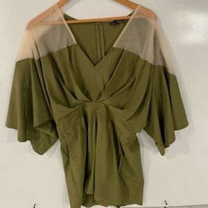 Fashion Nova Khaki Green romper, shorts size L